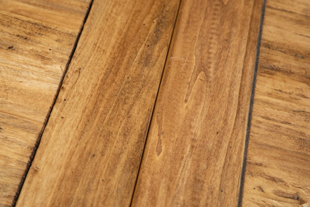 Biscottini Tavolo allungabile in legno massello di tiglio struttura grigio anticato piano finitura naturale. Made in Italy