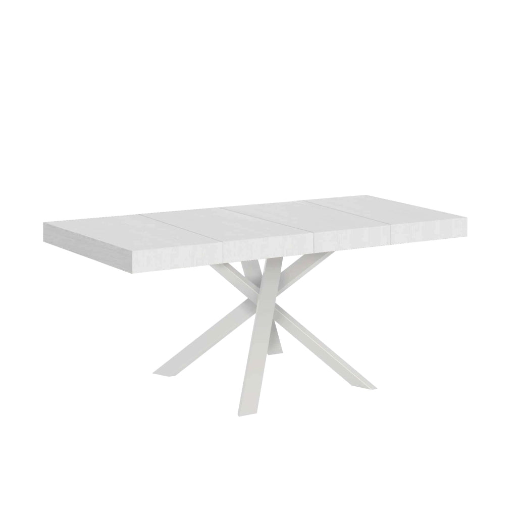 Tavolo allungabile 90x90/194 cm Clerko Premium Bianco Frassino gambe Bianche