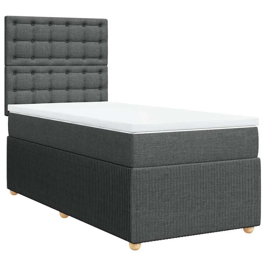 Giroletto a Molle con Materasso Grigio Scuro 100x200 cm Tessuto