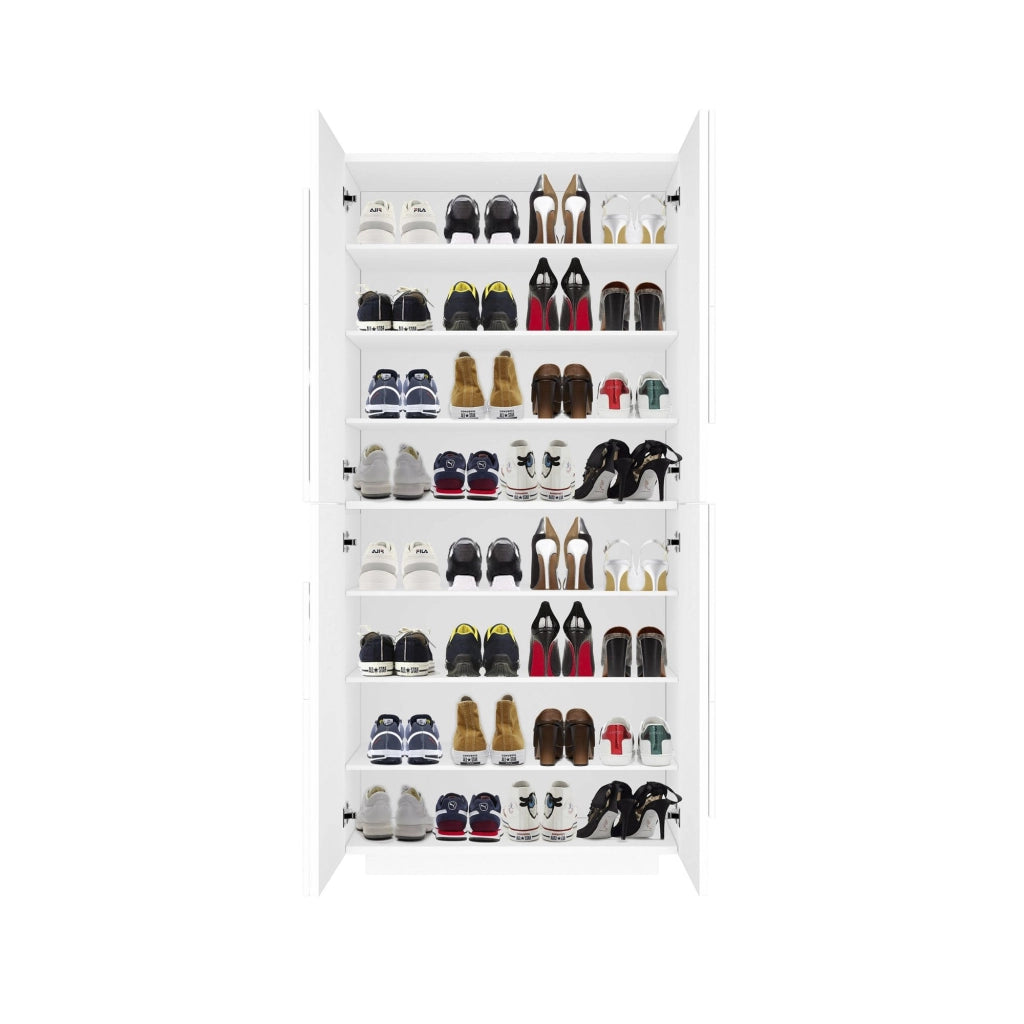 Mobile Portascarpe Archibal, Scarpiera 32 Paia Made in Italy, 81x38x167.6h cm Bianco Lucido