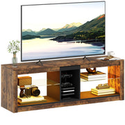 Mobile TV con luci LED e telecomando, ripiani aperti ¨C zephmum ¨C 140x35x47, marrone