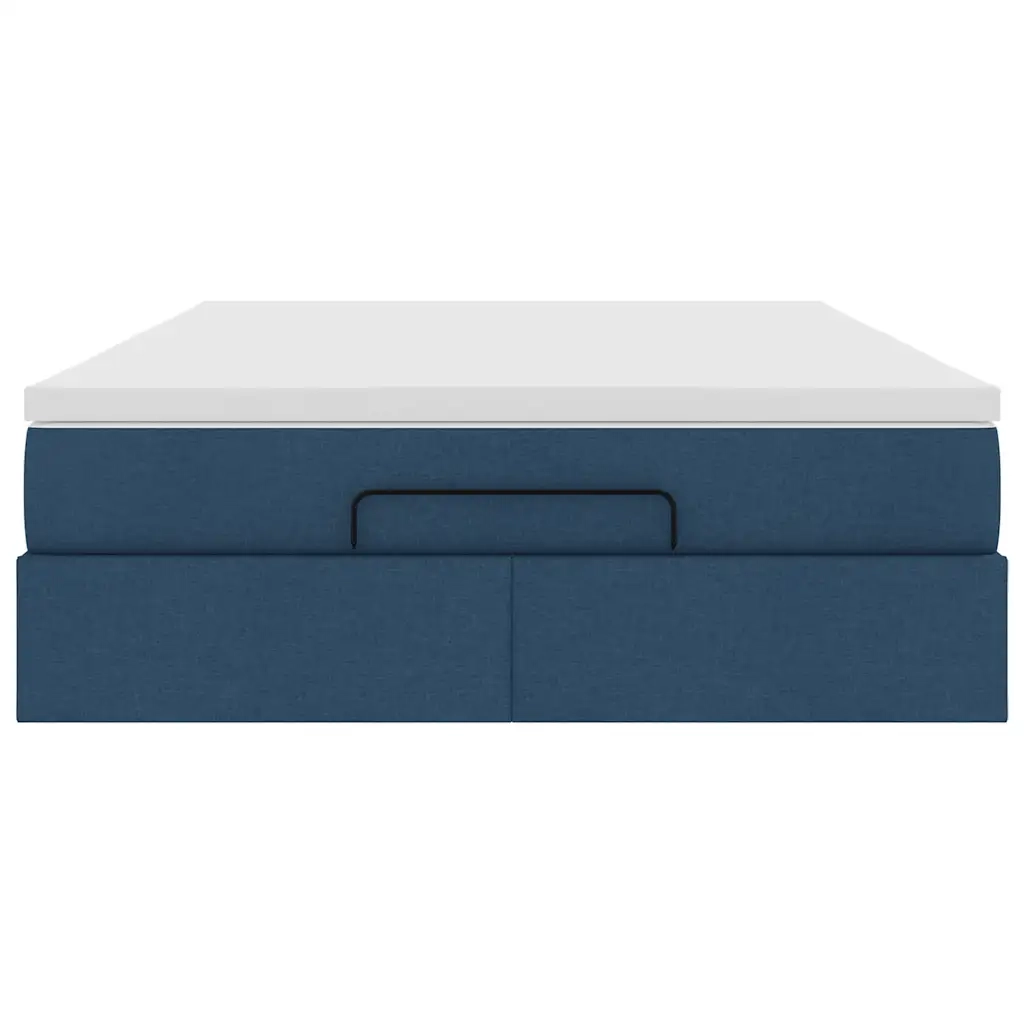 Struttura Letto Pouf con Materasso Blu 140x190 cm in Tessuto 3311112