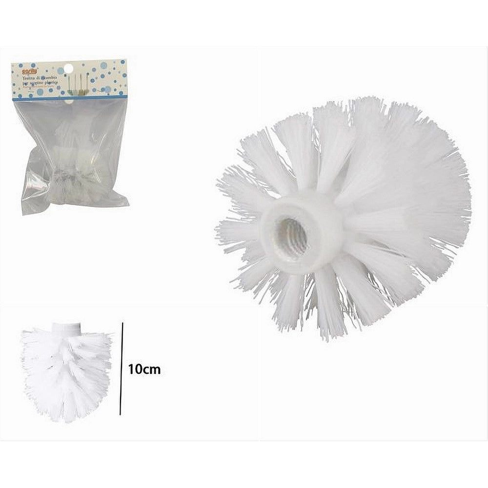 Trade Shop - Testina Tonda Per Scopino Wc Ricambio Spazzolone Pulizia Bagno Bianco 10cm 79825 -
