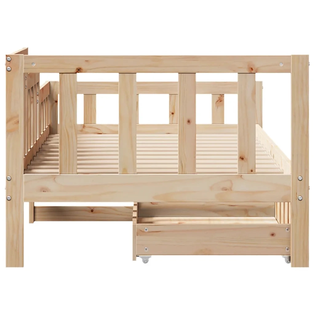 Dormeuse con Cassetti 90x200 cm Legno Massello Pino