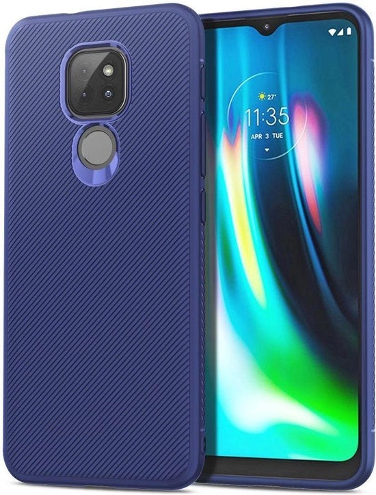 Copricapo Twill Slim per Motorola Moto G9 Play / Moto E7 Plus, Textura Blu