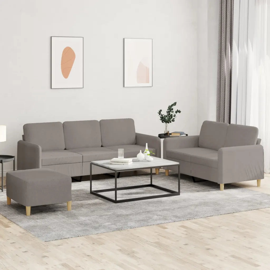 Set di Divani 3 pz con Cuscini Tortora in Tessutocod mxl 107210