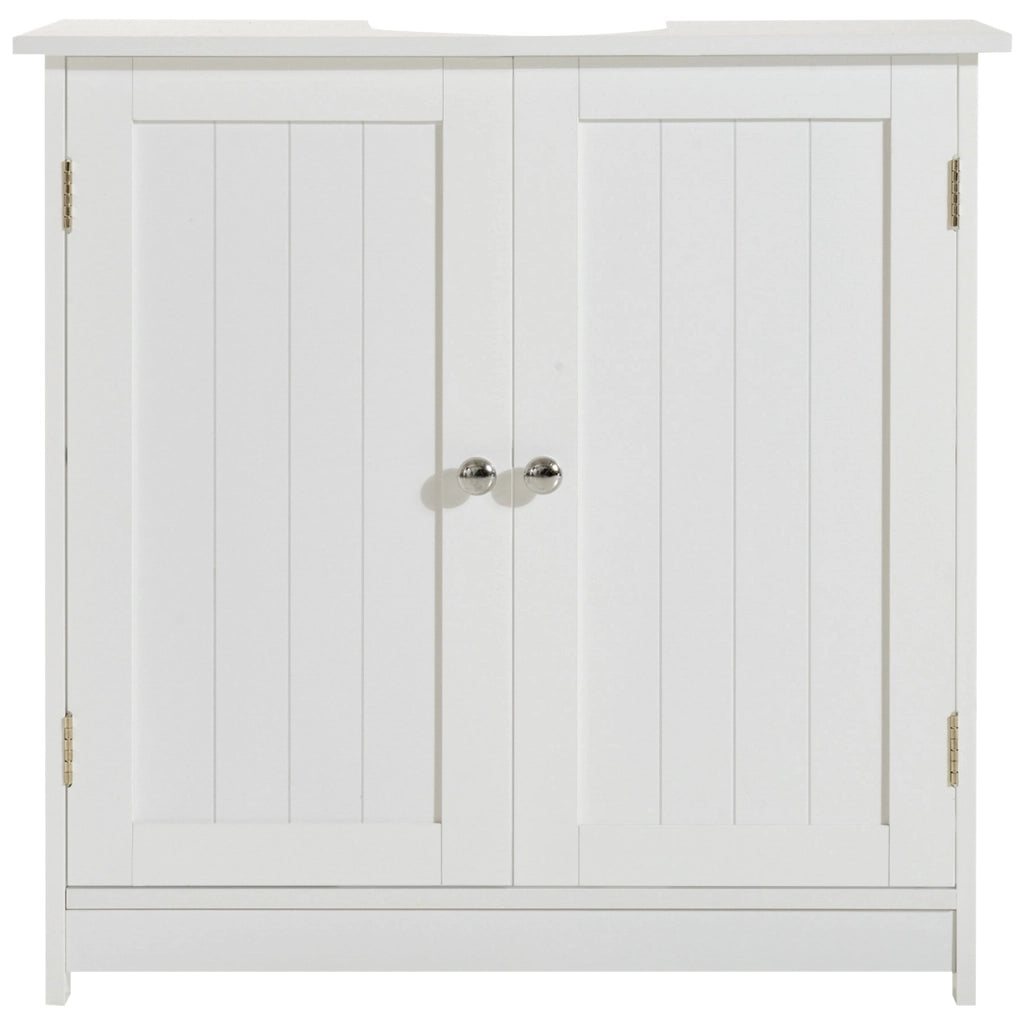 Mobile Sottolavabo Bagno con 2 Ante e Ripiano Regolabile ¨C Zephmum ¨C Bianco 60x30x60 cm
