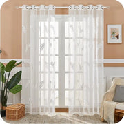 Pannello di tenda trasparente con decorazione a maglia per soggiorno e camera da letto - 140 x 225 cm - Bianco