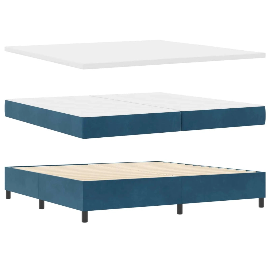 Letto a Sorgente LED Blu Scuro 200 x 200 cm Velluto 3343272
