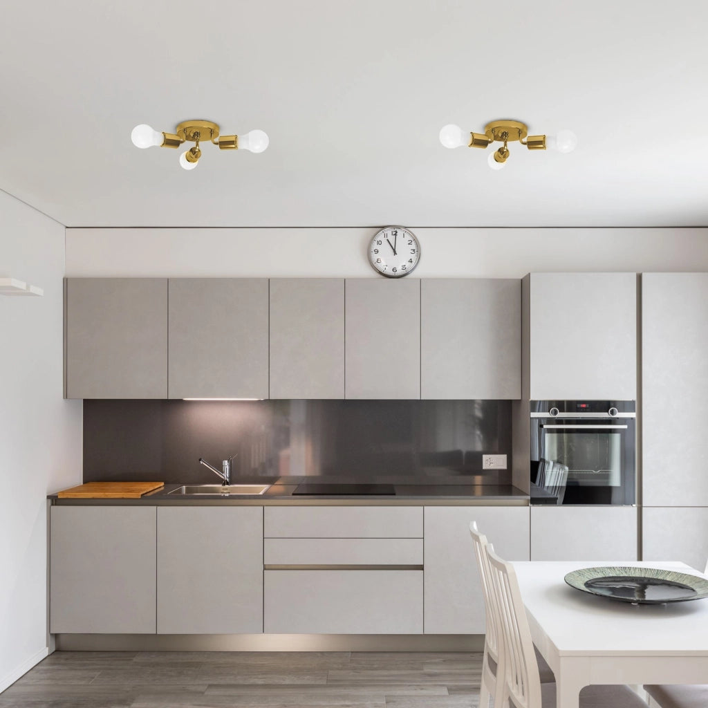 Lampada Da Soffitto Triplo Plafoniere Metallico Gold APP704-3C