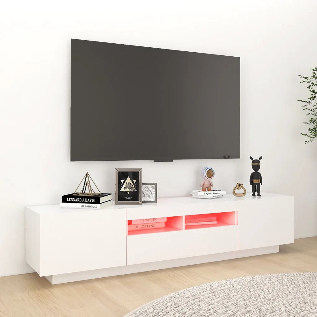 Mobile TV | Armadietto TV | Mobile Porta TV con Luci LED Bianco 180x35x40 cm
