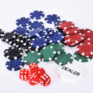Set 200 Fiches da Poker 2 Mazzi di Carte e Pulsante Dealer con Valigetta