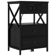 Comodino | Armadio da Notte | Mobiletto da notte Rovere Nero 40 x 31 x 60 cm Legno multistrato