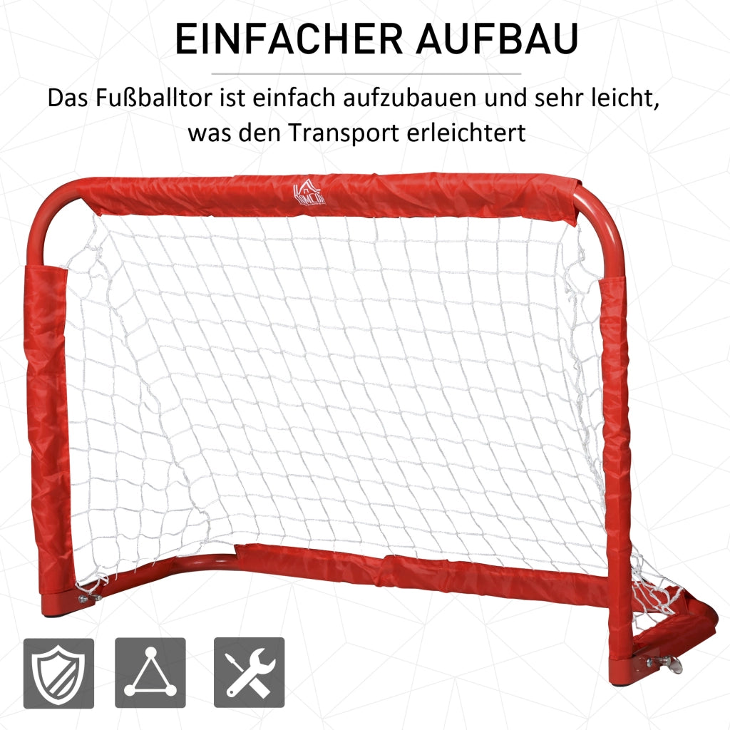Set di 2 porte da calcio, mini porte pieghevoli in acciaio Q195 e Tetrolon, rosse, 90x36x60 cm, per giardino e parco giochi.