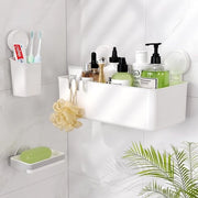 Organizzatore per Doccia con Contenitore per Detersivo e Orecchiera - Supporto per Zeppa - Set di Organizzazione per Bagno e Cucina - Riciclabile e Senza Fori