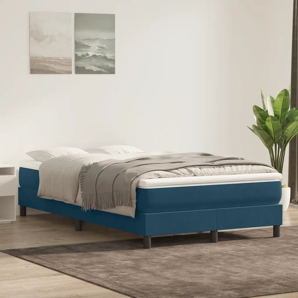 Giroletto a Molle senza Materasso Blu Scuro 120x210 cm Velluto