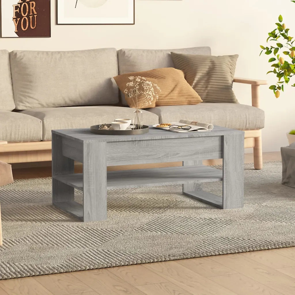 Tavolino da Salotto-Tavolino da soggiorno-Tavolo Grigio Sonoma 102x55x45cm Legno Multistrato