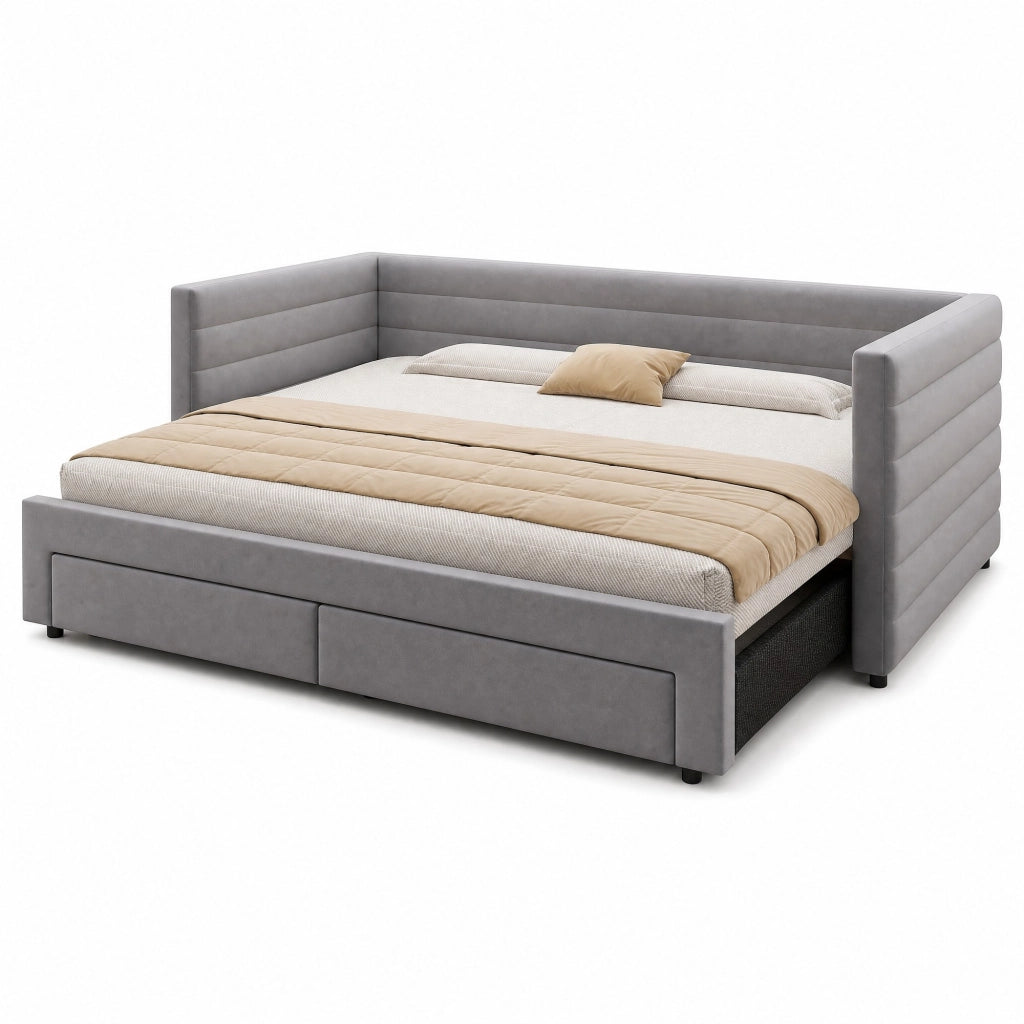 Divano letto imbottito 3 in 1 90 x 190 cm con cassetti