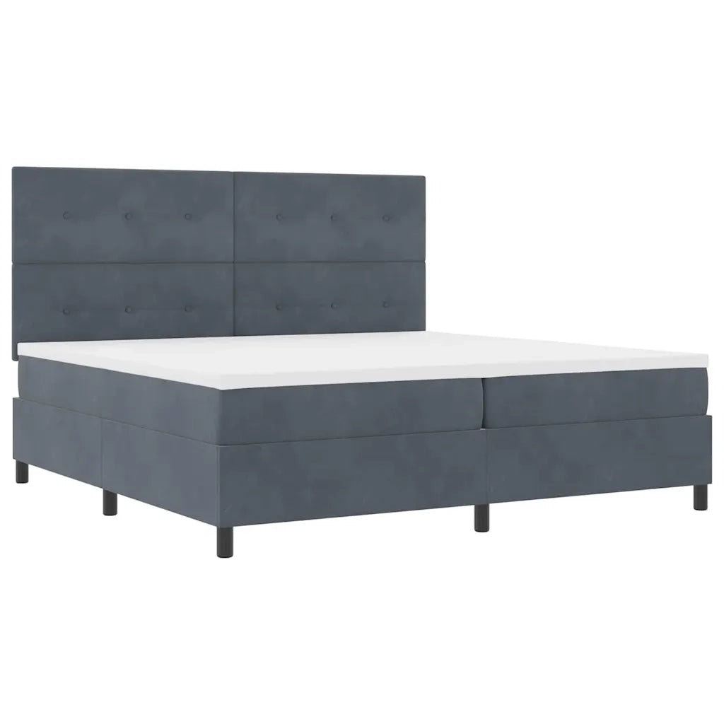 Letto a Sorgente LED Grigio scuro 200 x 200 cm Velluto 3343335