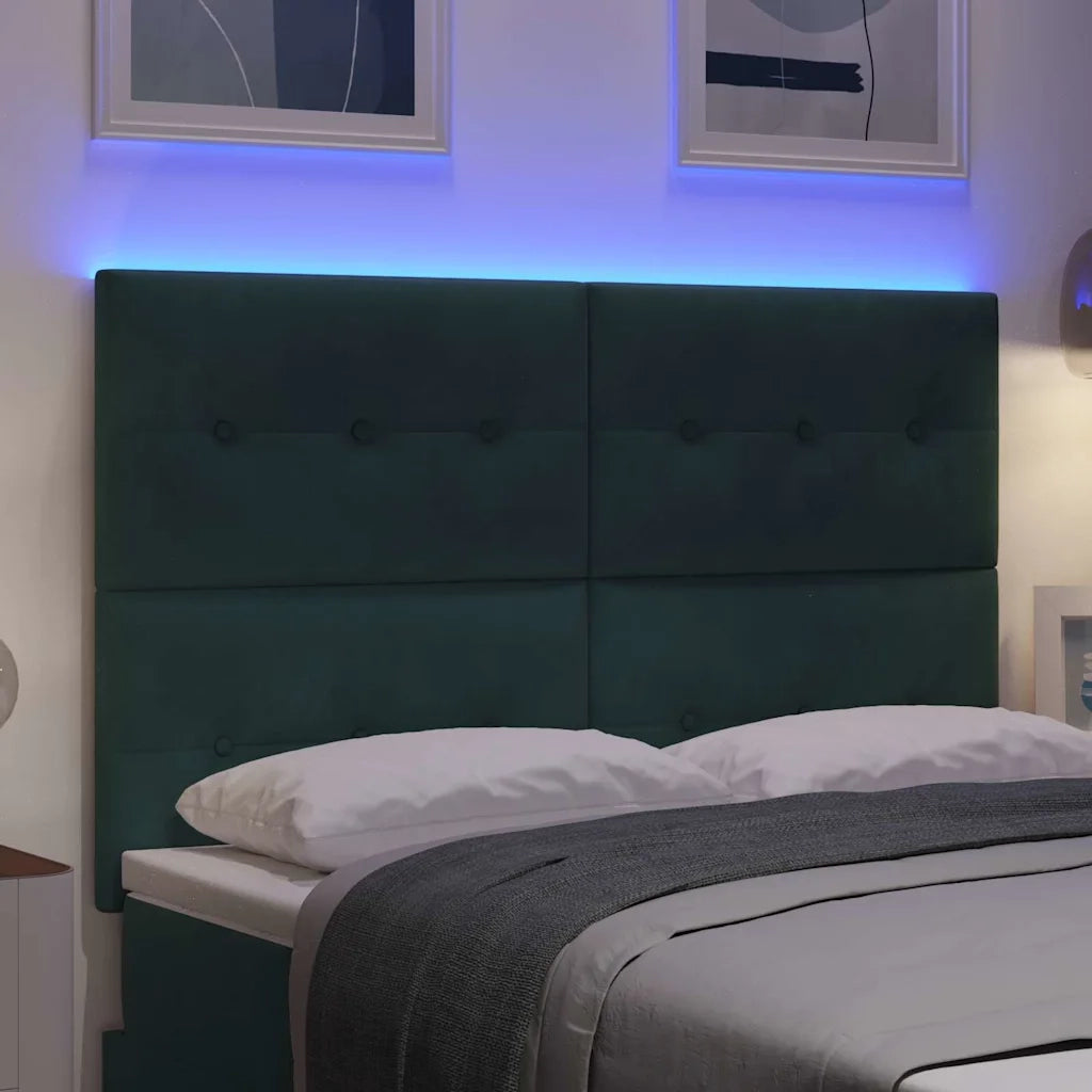 Testiera | Testata LED con strisce LED Verde 144 cm Velluto