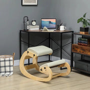 SEDIA INGINOCCHIATOIO REGOLABILE IN 6 POSIZIONI, IN TESSUTO EFFETTO LINO E LEGNO DI BETULLA, 55X85X55 CM, CREMA