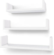 Set di 3 tavole da parete - Tavola da parete appoggiata - Finitura alta lucidità - 30/35/40 cm - Bianco
