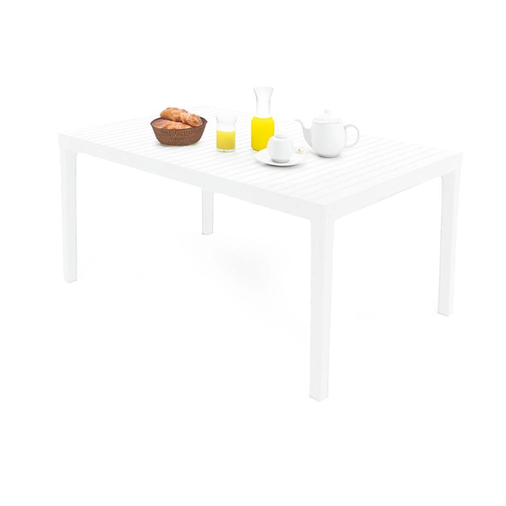 Tavolo da esterno Askia, Ripiano rettangolare da pranzo, Tavolo da giardino multiuso, 100% Made in Italy, 150x90h72 Cm, Bianco