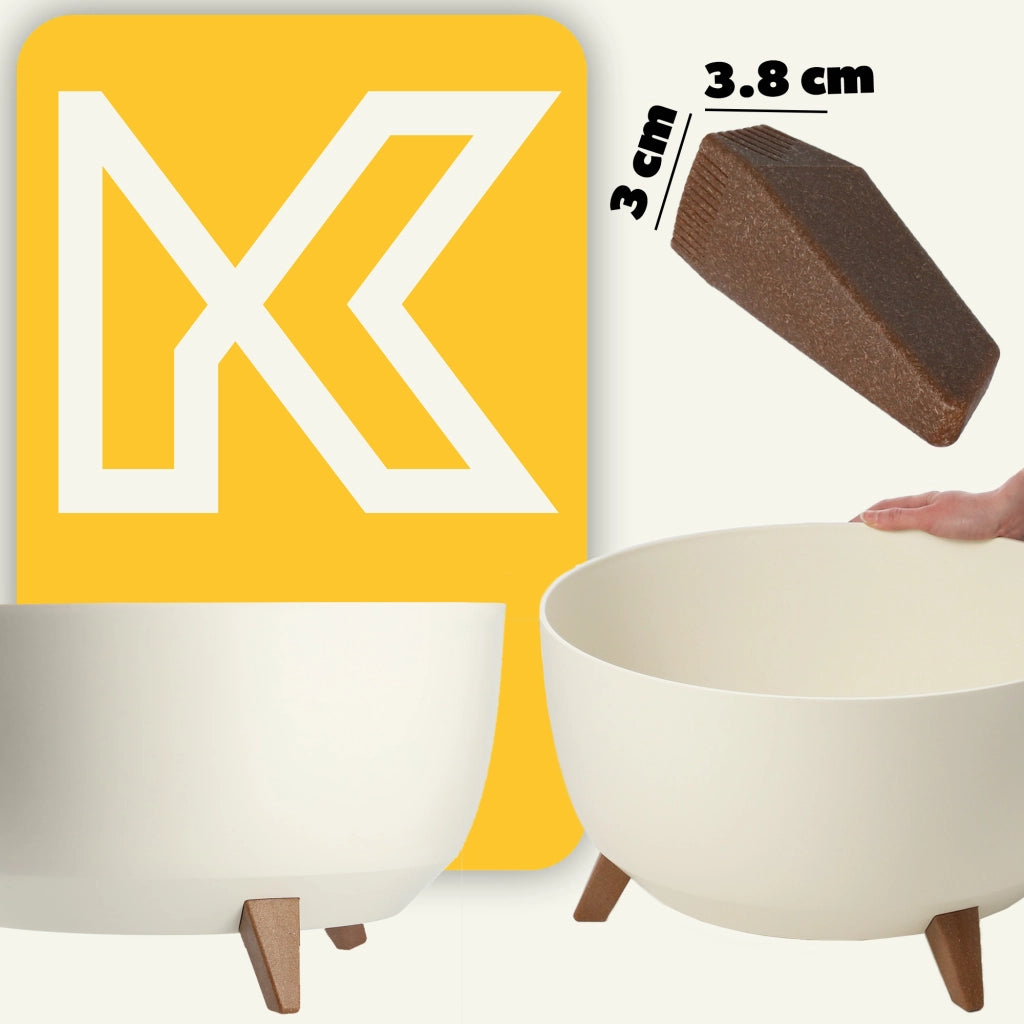 Vaso da fiori KADAX, fioriera, coperchio, gambe, inserto, supporto per fiori, 47 cm, bianco, ciotola rotonda