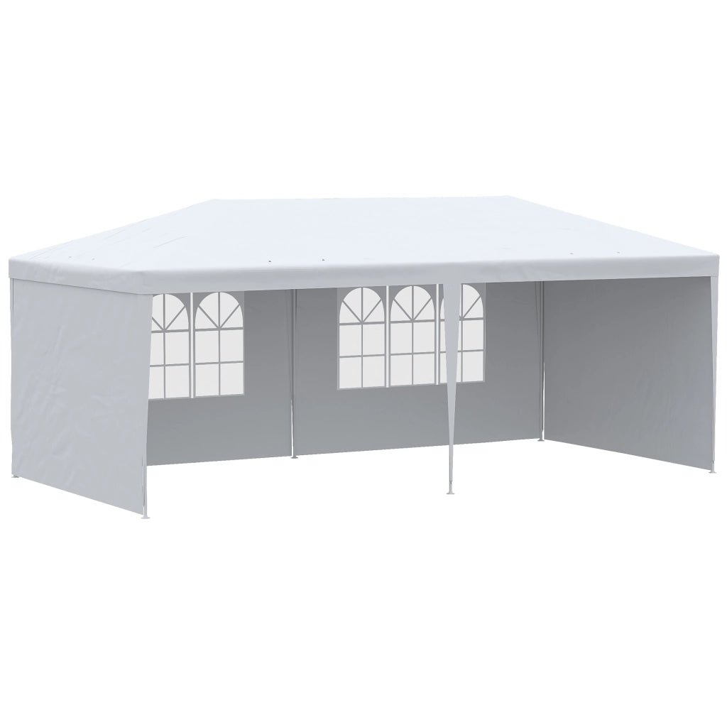 Gazebo da Giardino 6x3m con 4 Pareti e 2 Finestre ¨C Zephmum ¨C Bianco