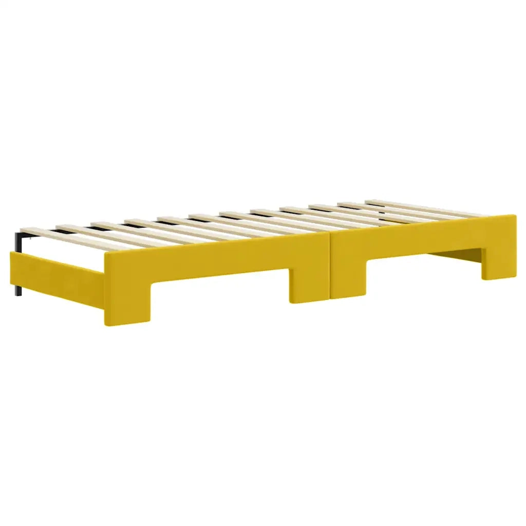 Divano Letto Estraibile con Cassetti Giallo 80x200cm in Velluto 3196975