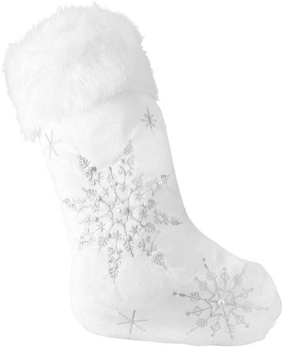 Decorazione per Natale con pelliccia artificiale - Fiocco di neve/Paillet - Ornamento appeso - Decorazione per Natale - Adatta per regali - Bella scelta di regalo per bambini - Calza per Natale