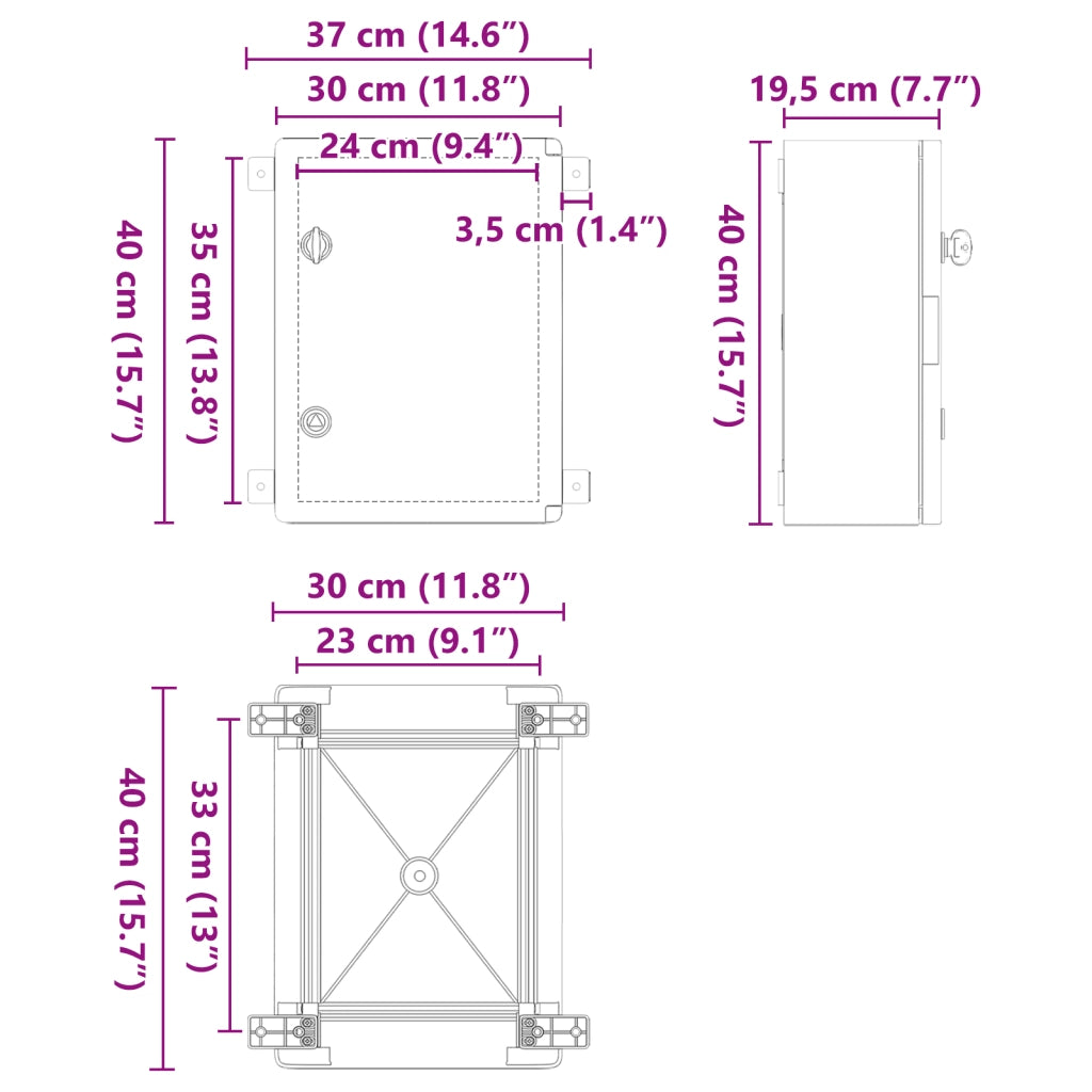 Armadio di controllo IP65 Impermeabile Grigio 30x19,5x40 cm Plastica ABS
