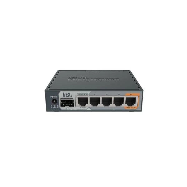 Routerboard mikrotik hex s dual core880mhz mhz cpu,256mb ram,5p gigabitlan,sfp,usb,poe-out on port5,routeros l4,plastic case,psu - RB760IGS