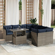 Set Divani da Giardino 9 pz con Cuscini Grigio in Polyrattan 3266431