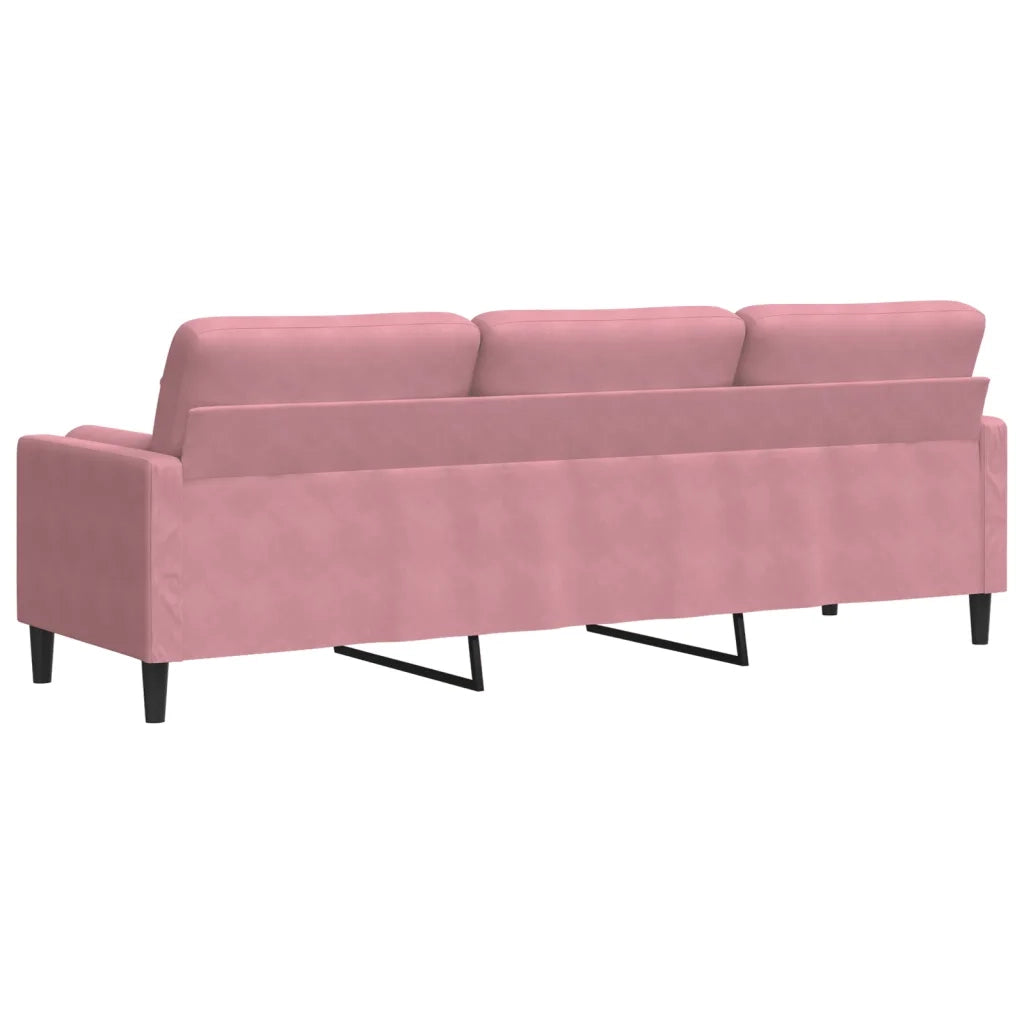 Divano | Divano da soggiorno | Sofa a 3 Posti con Cuscini Rosa 210 cm in Velluto