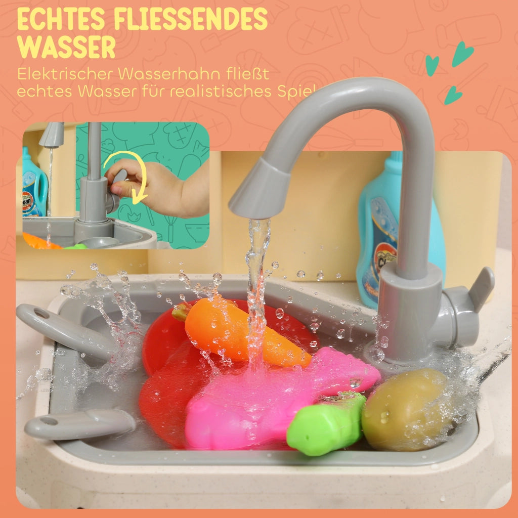 Cucina giocattolo con acqua corrente e 85 accessori ¨C Xylo ¨C verde plastica con luci e suoni