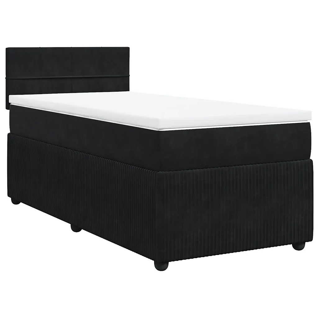 Giroletto a Molle con Materasso Nero 90x200 cm in Velluto