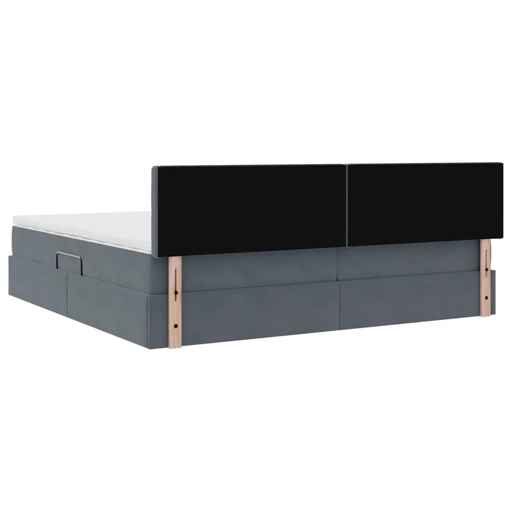 Letto con Contenitore Grigio scuro 200 x 200 cm Velluto