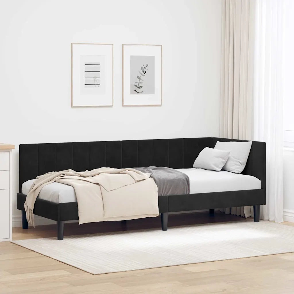 Cornice del letto ad angolo Nero 80 cm x 200 cm Velluto 42016333