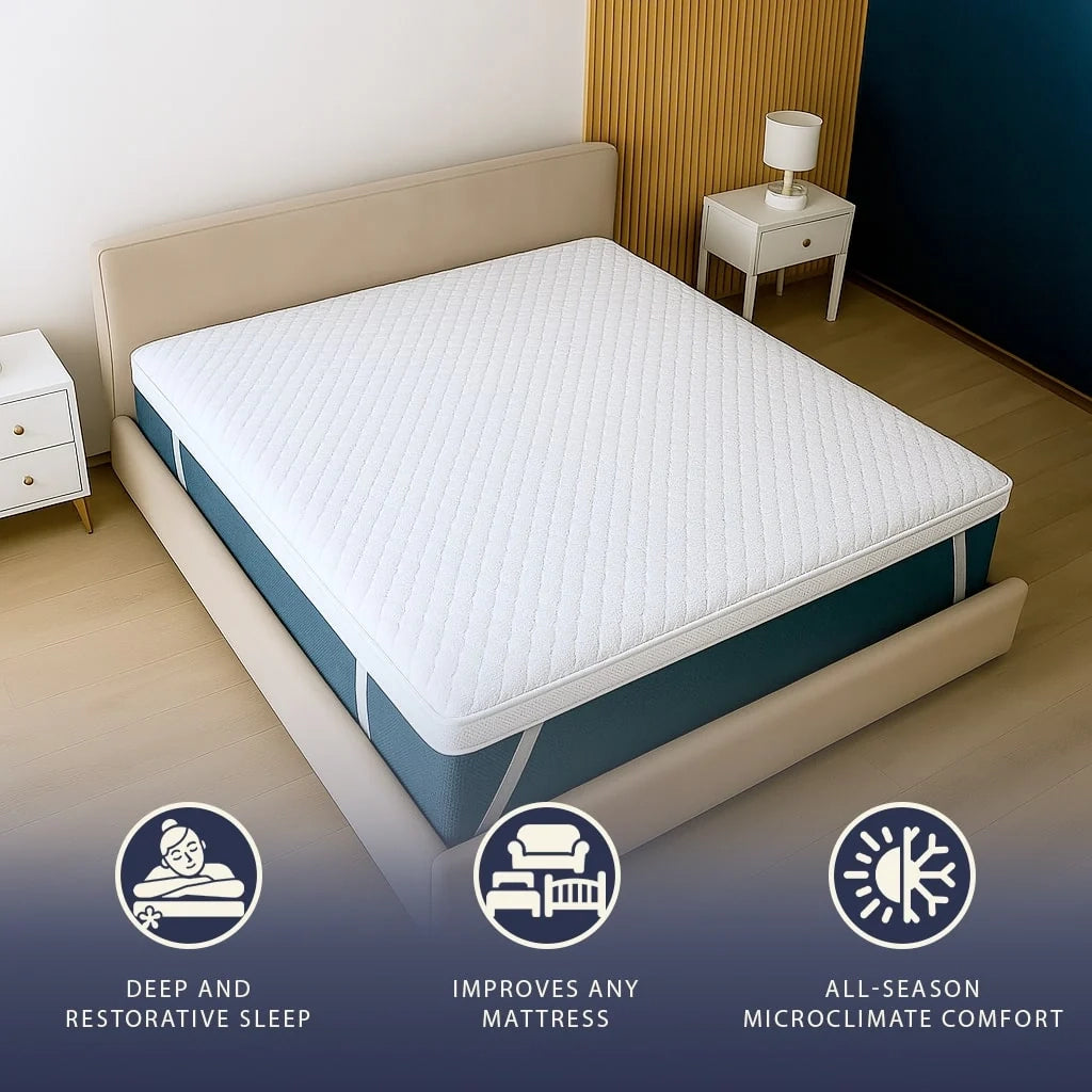 Topper 180 x 200 in Memory Foam con Altezza di 5 cm | Traspirante e Anallergico | Prodotto in Italia