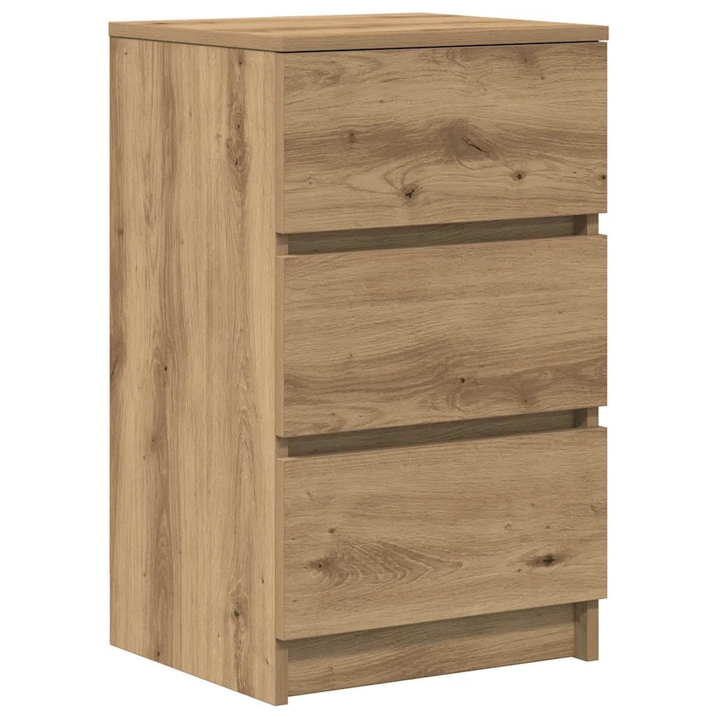 Comodini con 3 Cassetti 2 pz-Set di 2 Tavolino da notte Rovere Artigianale 39x35x65 cm