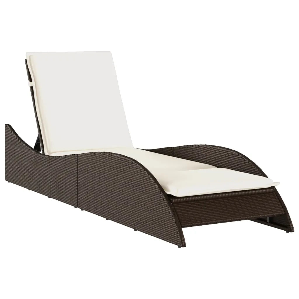 Lettino Prendisole | Sdraio da giardino | Lettino da sole con Cuscino Marrone 60x205x73 cm Polyrattan