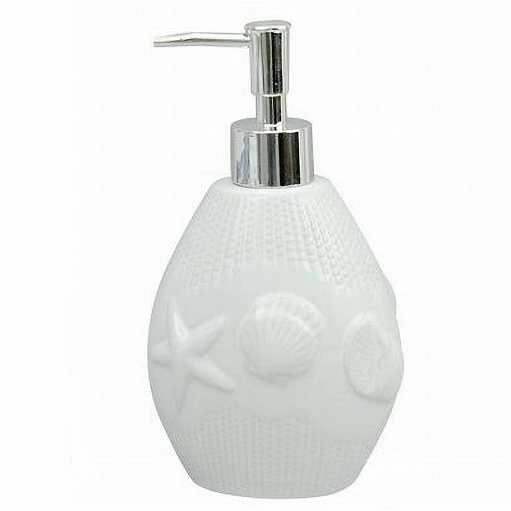 Trade Shop - Dispenser Porta Sapone Liquido Arredo Bagno Bianca Decorata Stile Marino 79281 -
