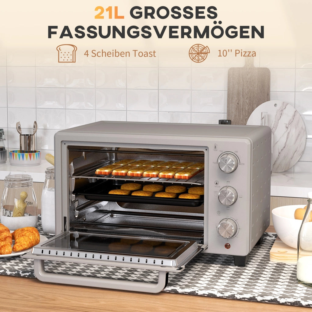 Forno tostapane 21L con griglia e teglia ¨C zephmum ¨C acciaio inox vetro argento