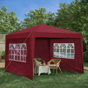 Gazebo pieghevole 3x3 m, impermeabile, 4 pareti, 4 sacchi di sabbia, UV50+, struttura in metallo, bordeaux