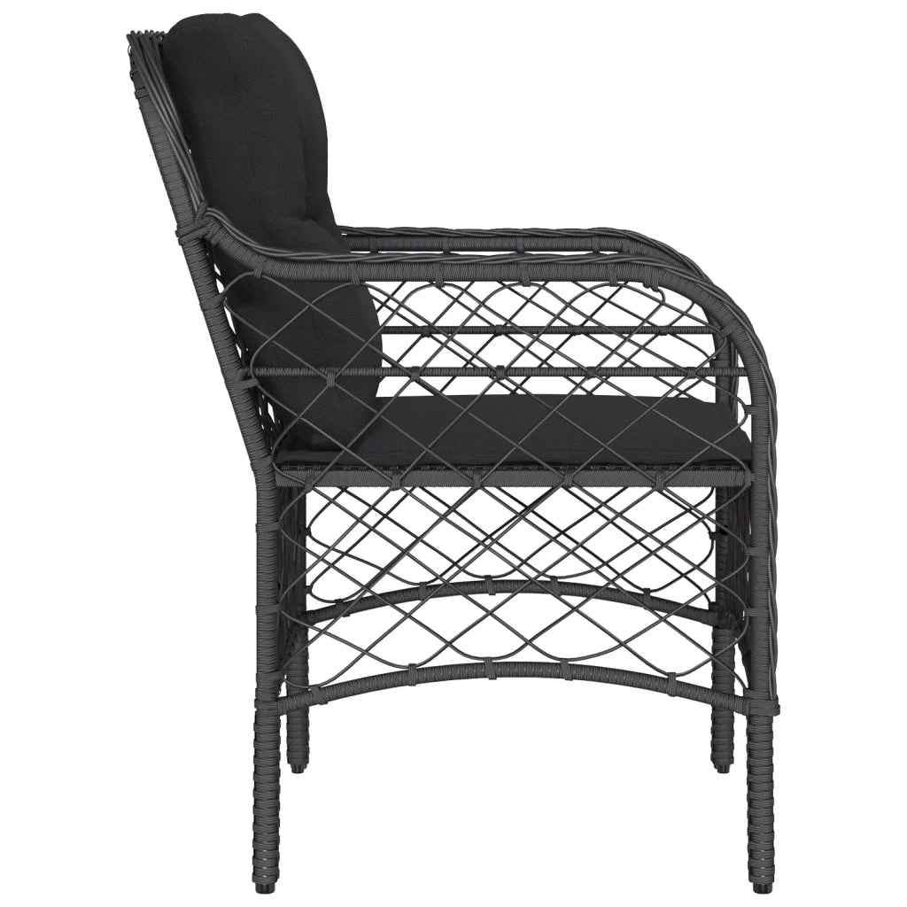 Sedie da Giardino con Cuscini 2 pz | Sedie da Esterno Nere in Polyrattan