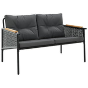 Panchina da Giardino | Panca da Giardino con Cuscini 116 cm Nera in Acciaio