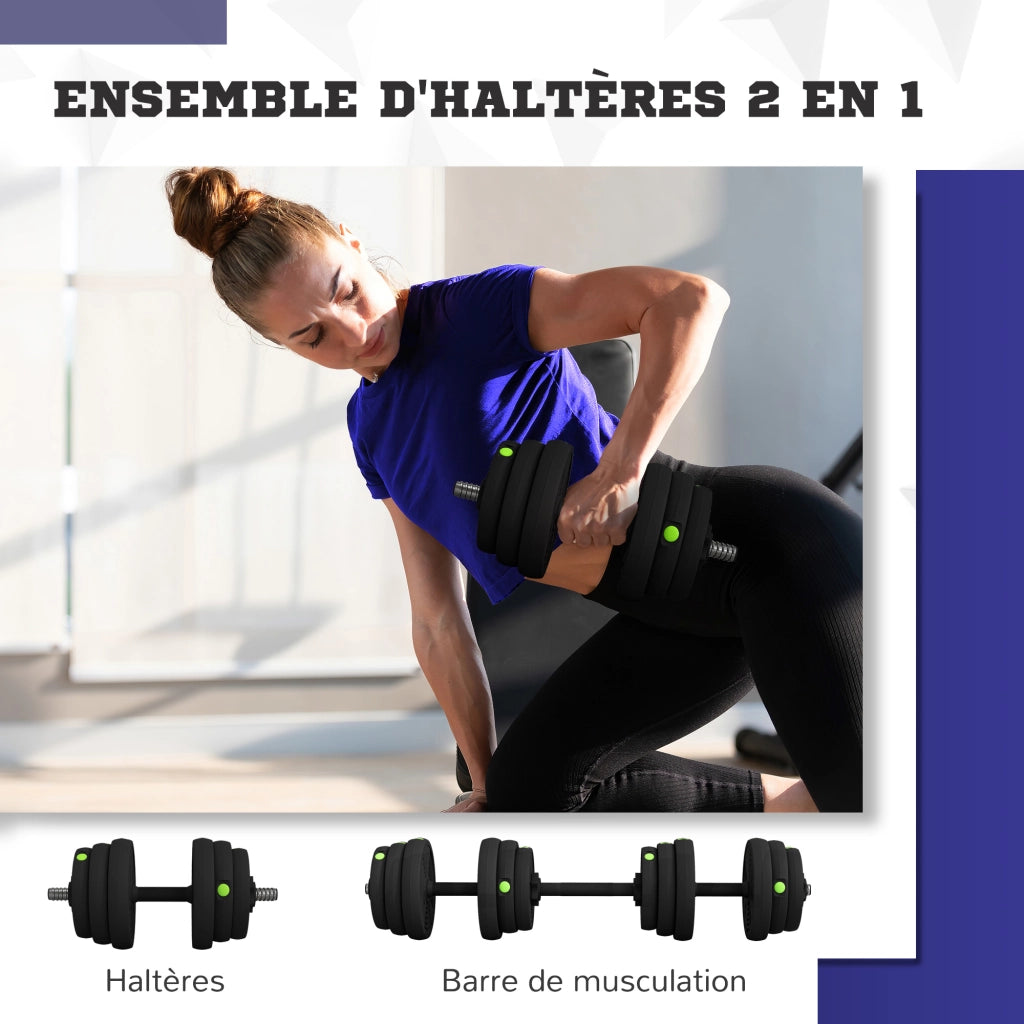 Manubri Regolabili 2 in 1 con Impugnature Antiscivolo ¨C Zephmum ¨C 25 kg con Barre
