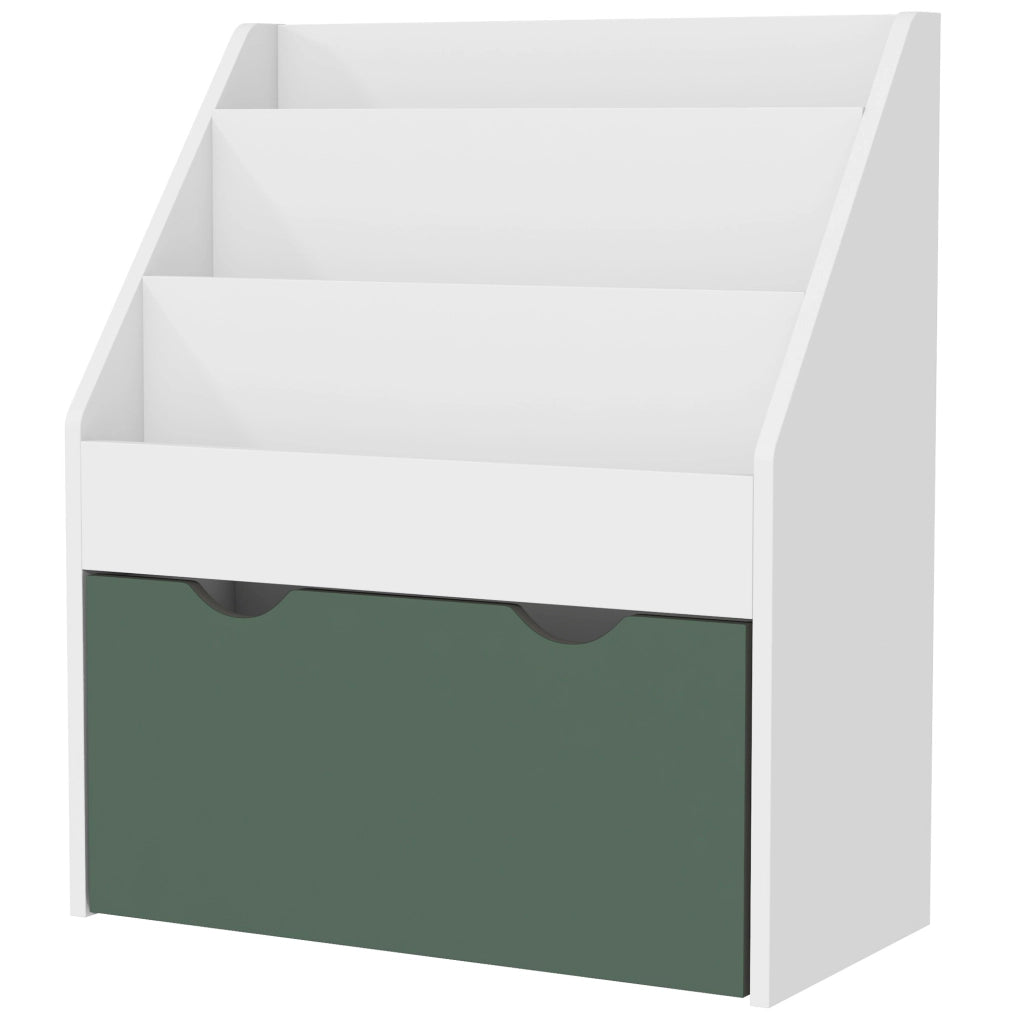 Libreria bambini con cassetto ¨C Xylo ¨C legno verde 3 ripiani 62,5x30x70