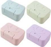 Sacchetto per sapone - impermeabile - 4 pezzi con coperchio - per uso in bagno durante le vacanze e i viaggi - Sacchetto per sapone portatile - Contenitore per sapone impermeabile - Formato per viaggio - Articoli per la toilette da viaggio